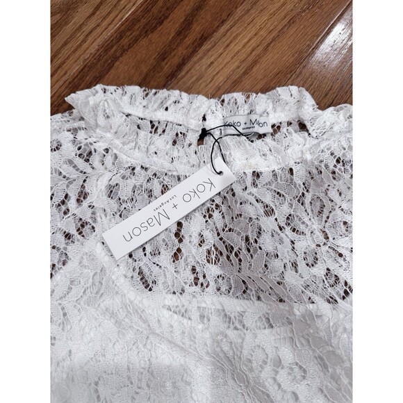 Koko + Mason Women's Long Sleeve Lace Top Large Chic Modern Whimsy Revival NEW - Picture 5 of 7